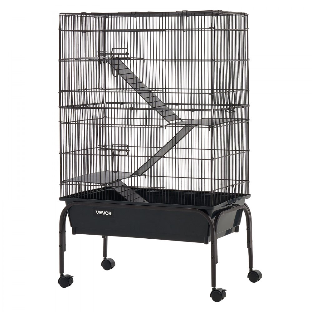 VEVOR Kleine Dierenkooi, Metalen Frettenkooi, Verblijf voor Kleine Dieren, 63x36x101 cm, voor Fretten, Chinchilla's, Vliegende Eekhoorns, Cavia's & Konijnen, 3 Verdiepingen, 13,97 mm Draadafstand, Vergrendelbare Zwenkwielen