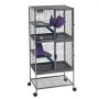 VEVOR Kleine Dierenkooi, Metalen Frettenkooi, Verblijf voor Kleine Dieren, 61x44x138 cm, voor Fretten, Chinchilla's, Vliegende Eekhoorns, Cavia's & Konijnen, 4 Verdiepingen, Draadafstand 13,97 mm, Vergrendelbare Zwenkwielen