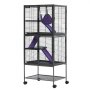 VEVOR Kleine Dierenkooi, Metalen Frettenkooi, Verblijf voor Kleine Dieren, 61x44x138 cm, voor Fretten, Chinchilla's, Vliegende Eekhoorns, Cavia's & Konijnen, 4 Verdiepingen, Draadafstand 13,97 mm, Vergrendelbare Zwenkwielen