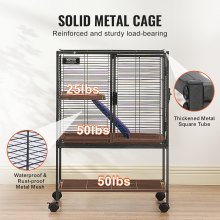 VEVOR 34" Metal Small Animal Cage 2-Tier Rolling Ferret Cage with Tray A Ramp