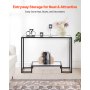 VEVOR 2-Tier Glass Console Table, Modern Rectangle Sofa Side Table with Tempered Glass Top and Iron Legs, Golden Consloe Desk with Anti-Tip Device for Living Room, Hallway, Entryway, Foyer, Black