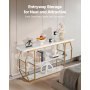 VEVOR Marble Console Table, 3 Tiers Modern Console Table for Open Storage, Golden Geometric Table with Iron Tubes, Anti-Tip Device and Triangular Support for Living Room, Hallway, Entryway, Foyer