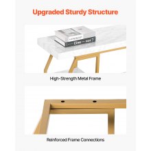 VEVOR 3-laags marmeren consoletafel, haltafel, gouden geometrische tafel