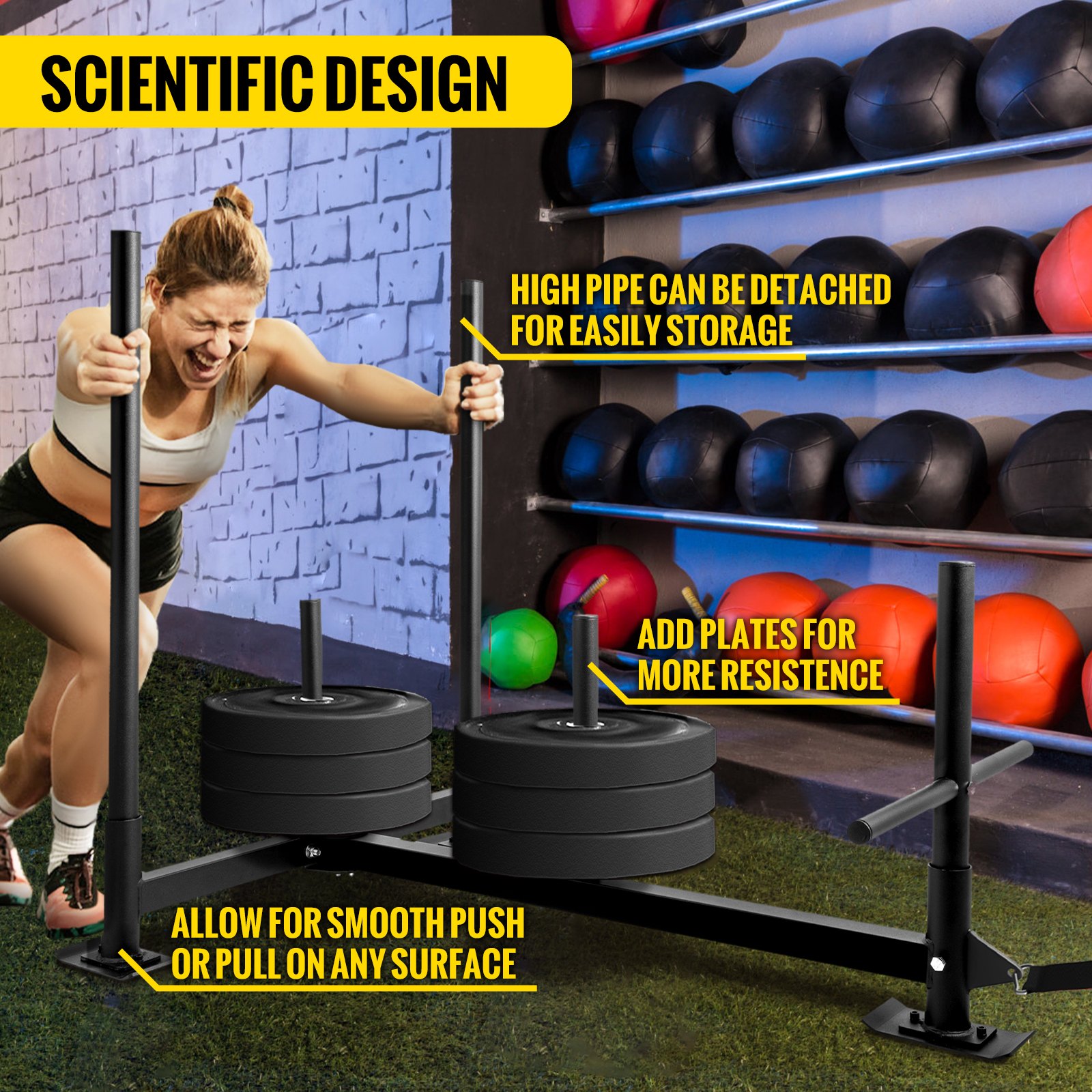 Fitness Gewicht Slee Laag Push Pull Zwaar Hoog Training