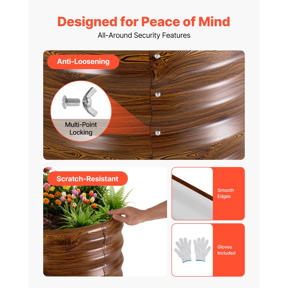 VEVOR Metalen Verhoogd Tuinbed, Set van 2, 120x60x30 cm, Ovaal Tuinbed, Plantenbakset voor Buiten, Groentebed met Handschoenen, Bloembed zonder Bodem, Plantbed voor Bloemen en Groenten