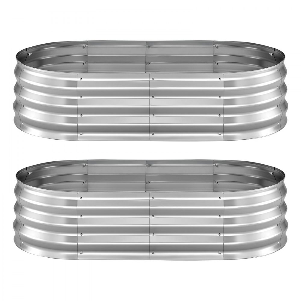 VEVOR Verhoogd tuinbed, Metaal, 2-delige set, 120x60x30 cm, Ovaal tuinbed, Plantenbakset voor buiten, Groentebed met handschoenen, Bloembed, Plantbed voor bloemen en groenten, Zilver
