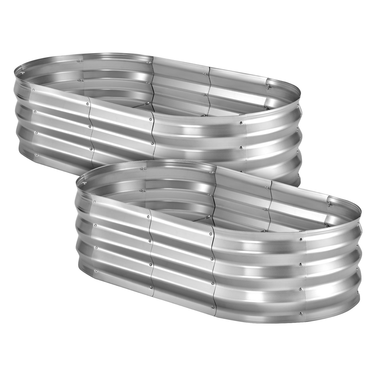 VEVOR Verhoogd tuinbed, Metaal, 2-delige set, 120x60x30 cm, Ovaal tuinbed, Plantenbakset voor buiten, Groentebed met handschoenen, Bloembed, Plantbed voor bloemen en groenten, Zilver