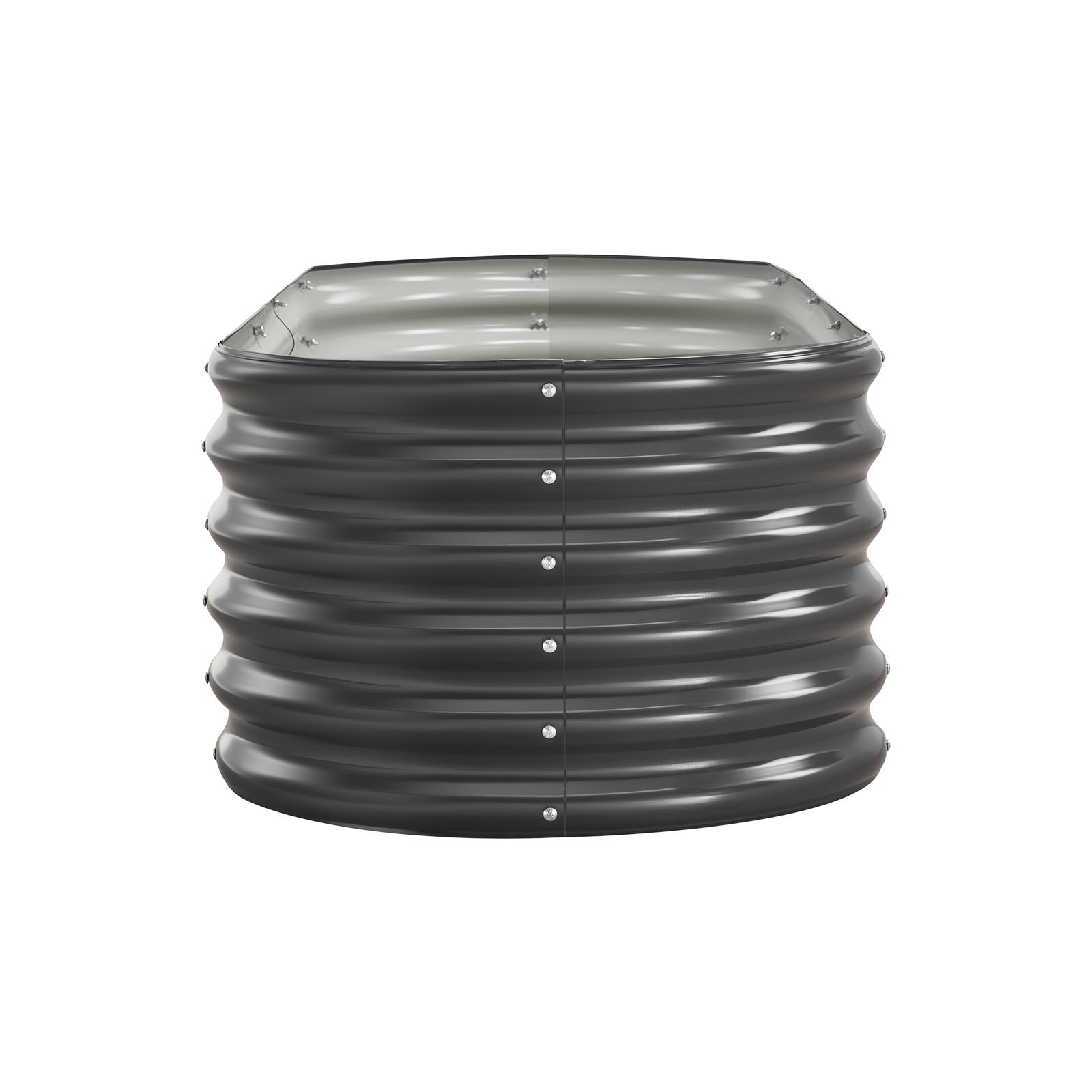 VEVOR Metal Raised Garden Bed, 6.56 x 1.97 x 1.4 ft Oval Outdoor Galvalume Planter Garden Box, Open Bottom Design, Large Planter Raised Bed for Growing Vegetables, Flowers, Succulents, Dark Gray