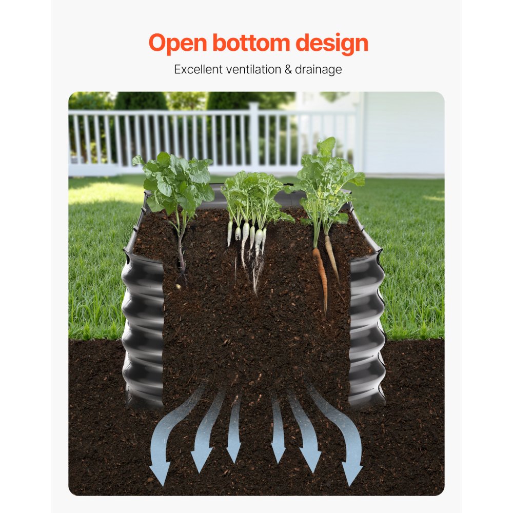 VEVOR Metal Raised Garden Bed, 6.53 x 1.96 x 1.4 ft Outdoor Galvanized Planter Box, Open Bottom, Large Oval Planter Raised Bed for Gardening Vegetables, Flowers, Herbs, and Succulent Plants, Dark Gray