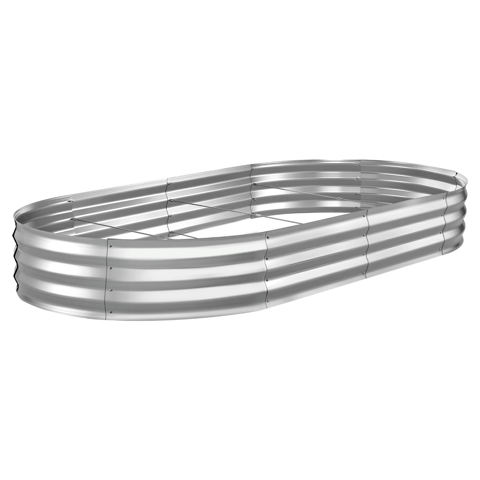 VEVOR Verhoogd tuinbed, Metaal, 240x120x30 cm, Ovaal tuinbed, Plantenbakset voor buiten, Groentebed met handschoenen, Bloembed zonder bodem, Plantbed voor bloemen, kruiden en groenten, Zilver