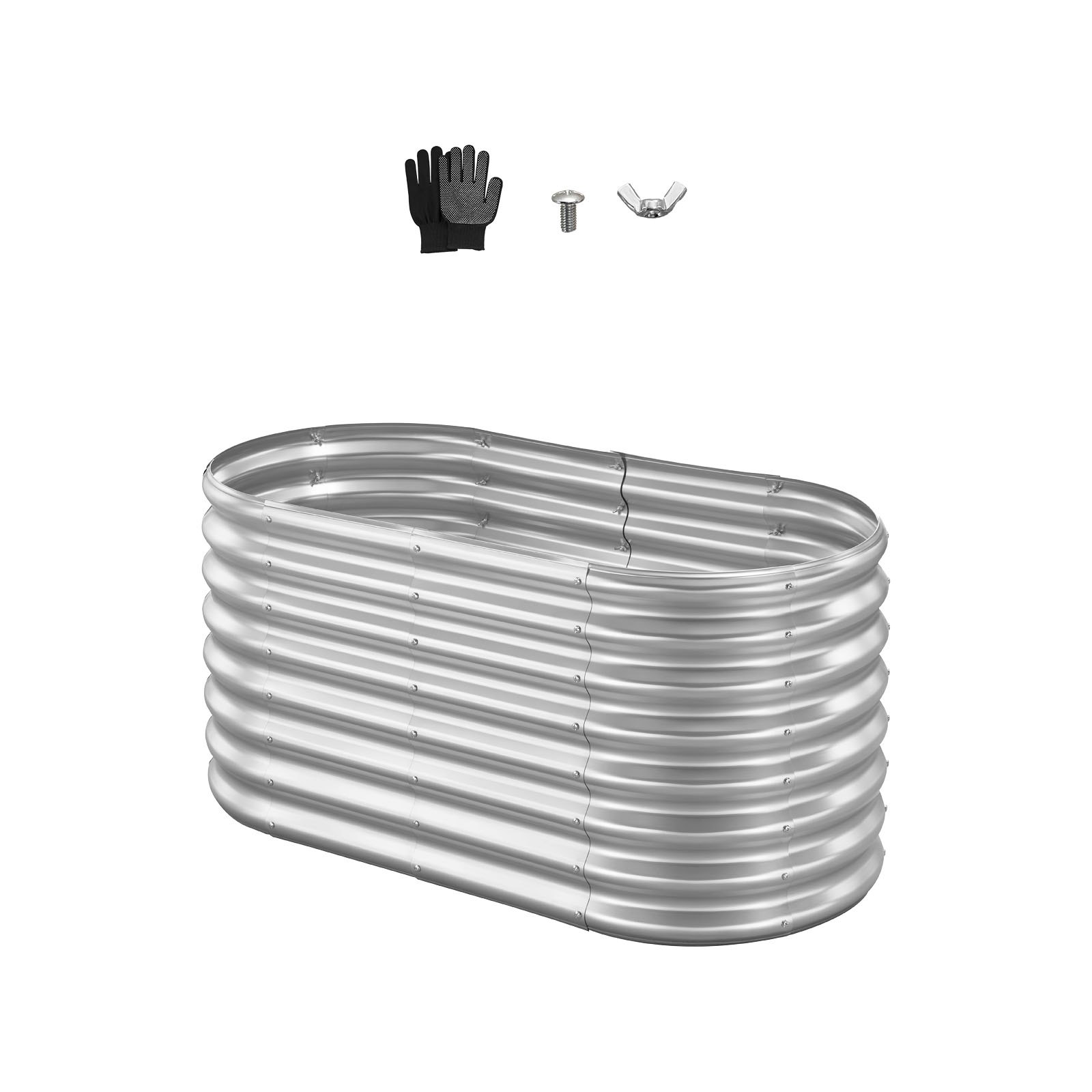 VEVOR Metal Raised Garden Bed, 4 x 2 x 2 ft Oval Outdoor Galvanized Planter Garden Box, Open Bottom Design, Large Planter Raised Bed for Growing Vegetables, Flowers, and Succulents, Galvanized Color
