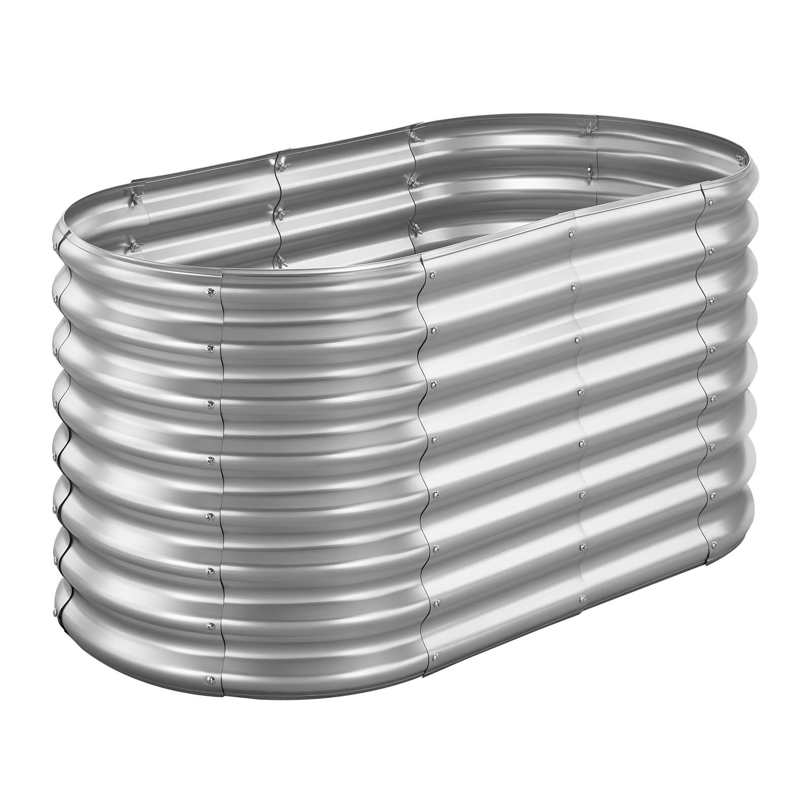 VEVOR Metal Raised Garden Bed, 4 x 2 x 2 ft Oval Outdoor Galvanized Planter Garden Box, Open Bottom Design, Large Planter Raised Bed for Growing Vegetables, Flowers, and Succulents, Galvanized Color