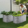 VEVOR Metal Raised Garden Bed, 4 x 2 x 2 ft Outdoor Galvanized Planter Box, with Open Bottom, Large Oval Planter Raised Bed for Gardening Vegetables, Flowers, Herbs, and Succulent Plants, Silver