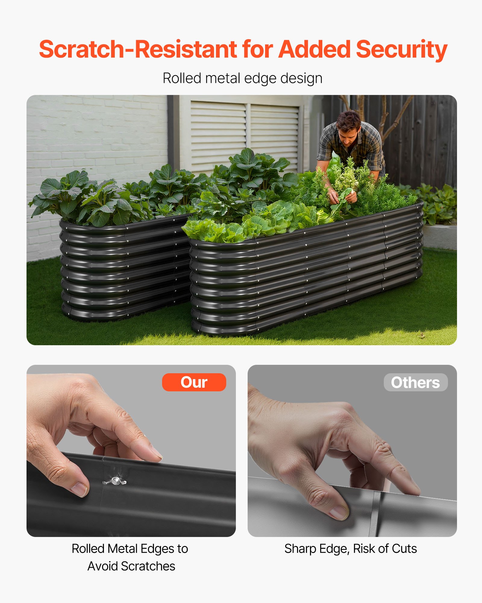 VEVOR Verhoogd Tuinbed, Metaal, 2400x600x600 mm, Plantbed, Groentebed, Plantenbak met Open Bodem & Afgeronde Randen, Bloembed, Kruidenbed, Ideaal voor Groenten, Bloemen, Kruiden & Vetplanten