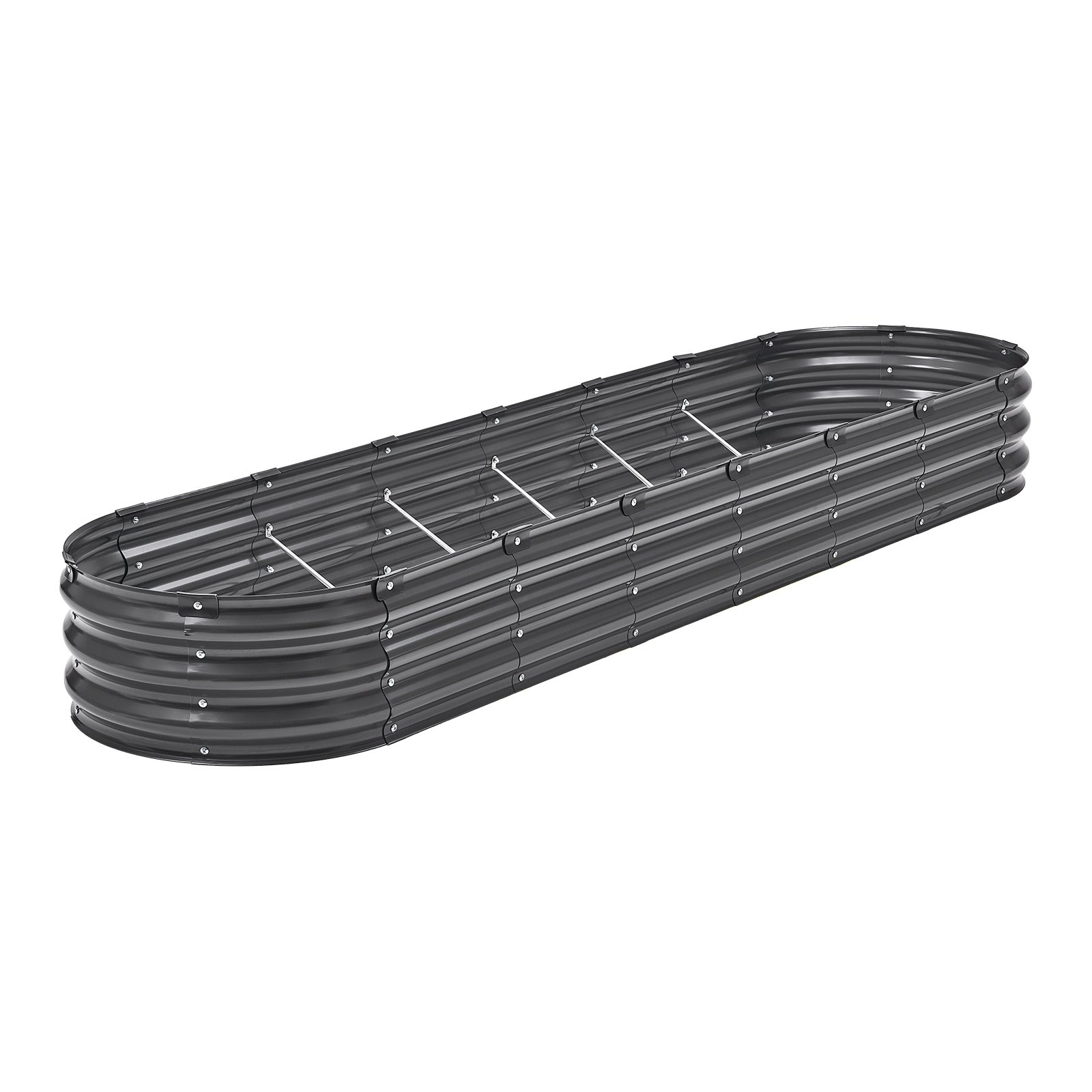 VEVOR Metal Raised Garden Bed, 8 x 2 x 1 ft Outdoor Galvanized Planter Box, with Open Bottom, Large Oval Planter Raised Bed for Gardening Vegetables, Flowers, Herbs, and Succulent Plants, Dark Gray