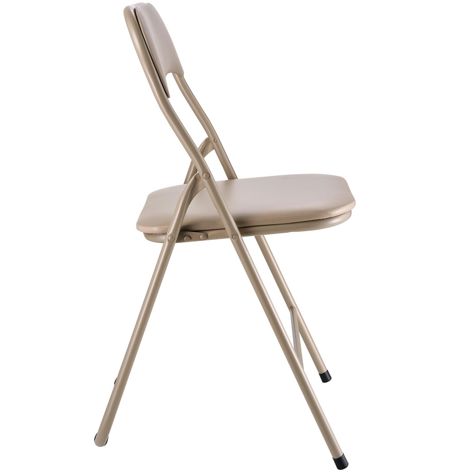 VEVOR 4-pack opvouwbare stoelen, opvouwbare leren stoel, draagbare kampeerstoel met metalen frame en gevoerd kussen, stapelbare stoelen voor binnen- en buitengebruik, opvouwbare stoel voor thuis, tuin, feestjes, kaki