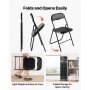 VEVOR 6-pack opvouwbare stoelen, opvouwbare leren stoel, draagbare kampeerstoel met metalen frame en gevoerd kussen, stapelbare stoelen voor binnen- en buitengebruik, opvouwbare stoel voor thuis, tuin, feestjes, zwart