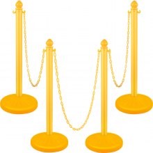 VEVOR Plastic Stanchion, 4pcs Chain Stanchion, Outdoor Stanchion with 4 x 39inch Long Chains, PE Plastic Crowd Control Barrier for Warning/Crowd Control at Restaurant, Supermarket, Exhibition, City Ma