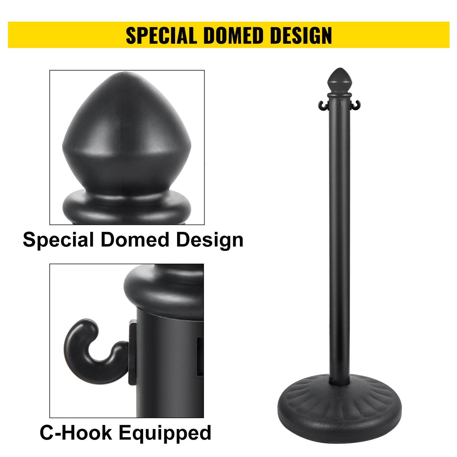 VEVOR Plastic Stanchion, 6pcs Chain Stanchion, Outdoor Stanchion wi 6 x 39inch Long Chains, PE Plastic Crowd Control Barrier for Warning Crowd Control at Restaurant, Supermarket, Exhibition, City Mall