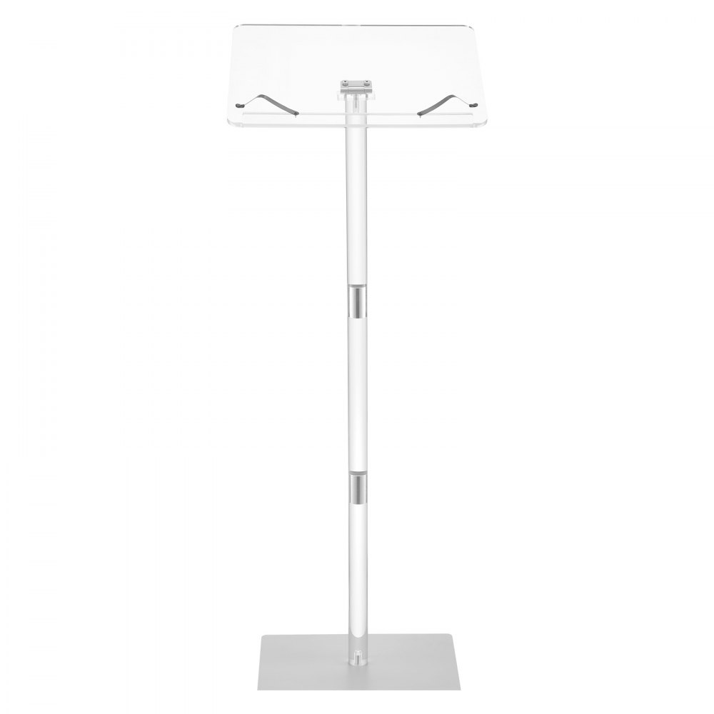 VEVOR Acryl Podiumstandaard Lectern (1,22 m), Draagbaar laptopbureau met boekklemmen en breed leesoppervlak en verstelbare hoek, staand voor klaslokalen, bruiloften en conferenties