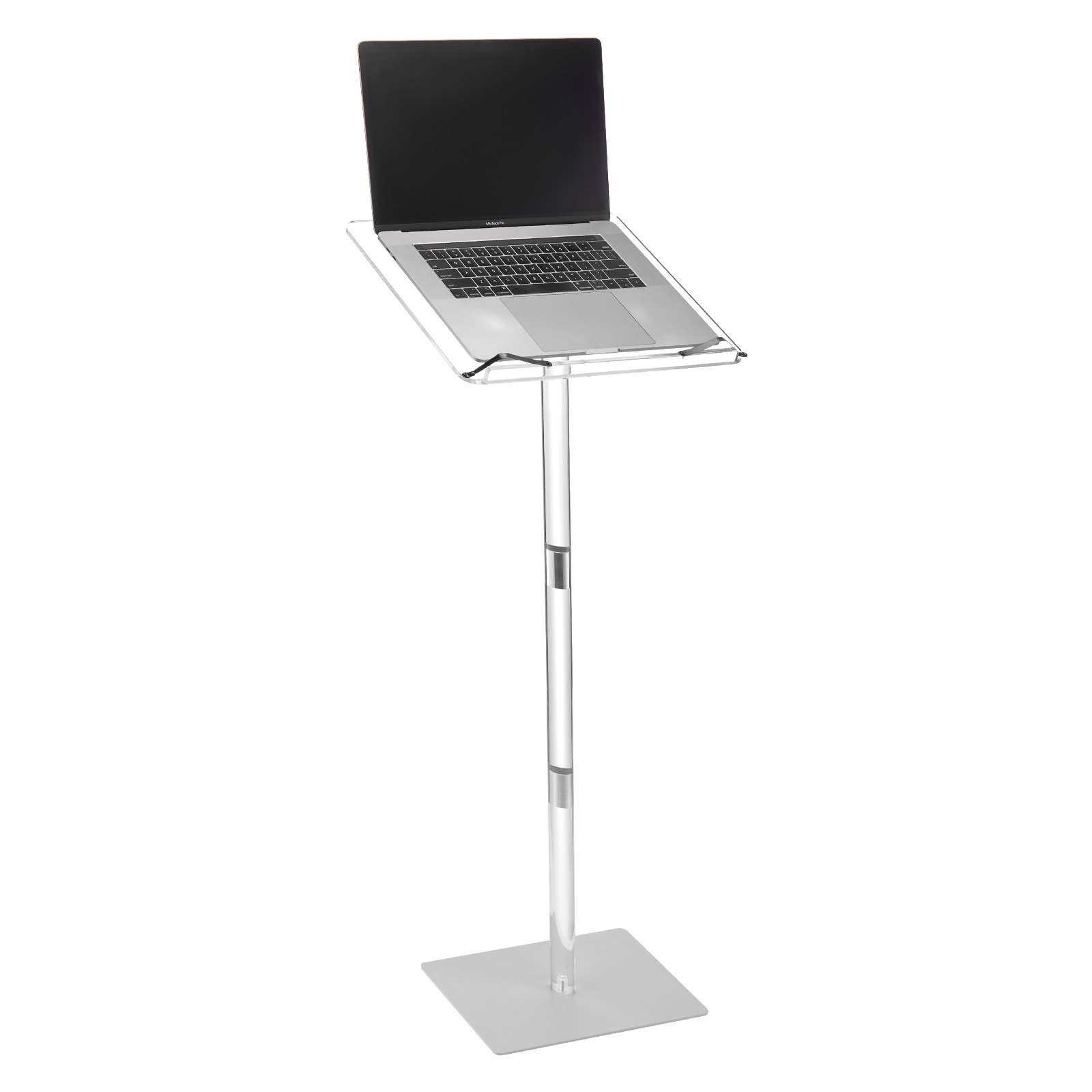 VEVOR Acryl Podiumstandaard Lectern (1,22 m), Draagbaar laptopbureau met boekklemmen en breed leesoppervlak en verstelbare hoek, staand voor klaslokalen, bruiloften en conferenties