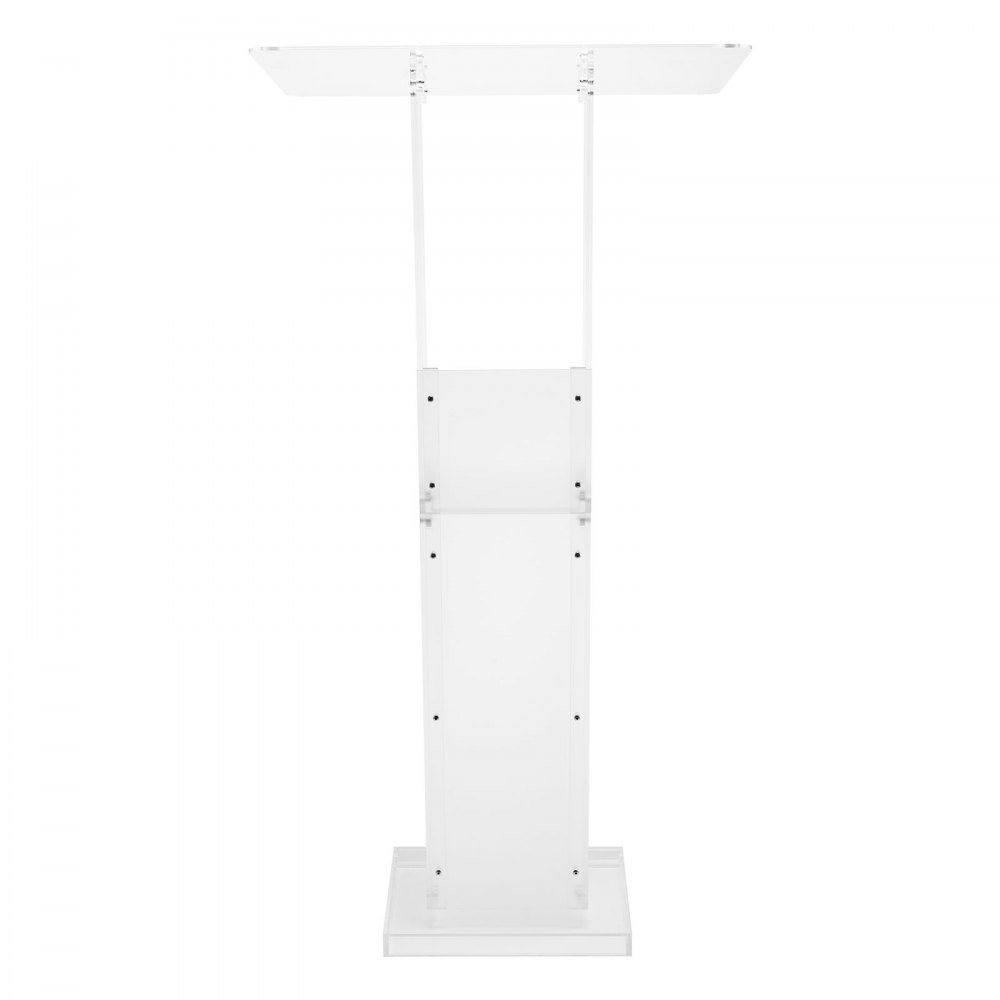 VEVOR Podium Stand Lectern (1265 mm) van acryl, draagbaar laptopbureau met breed leesoppervlak en opbergruimte en boekenstopper, staand, voor klaslokalen, bruiloften, conferenties
