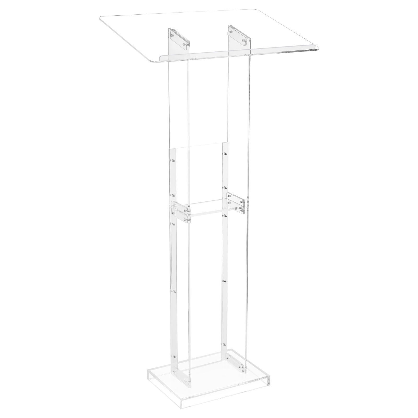 VEVOR Podium Stand Lectern (1265 mm) van acryl, draagbaar laptopbureau met breed leesoppervlak en opbergruimte en boekenstopper, staand, voor klaslokalen, bruiloften, conferenties