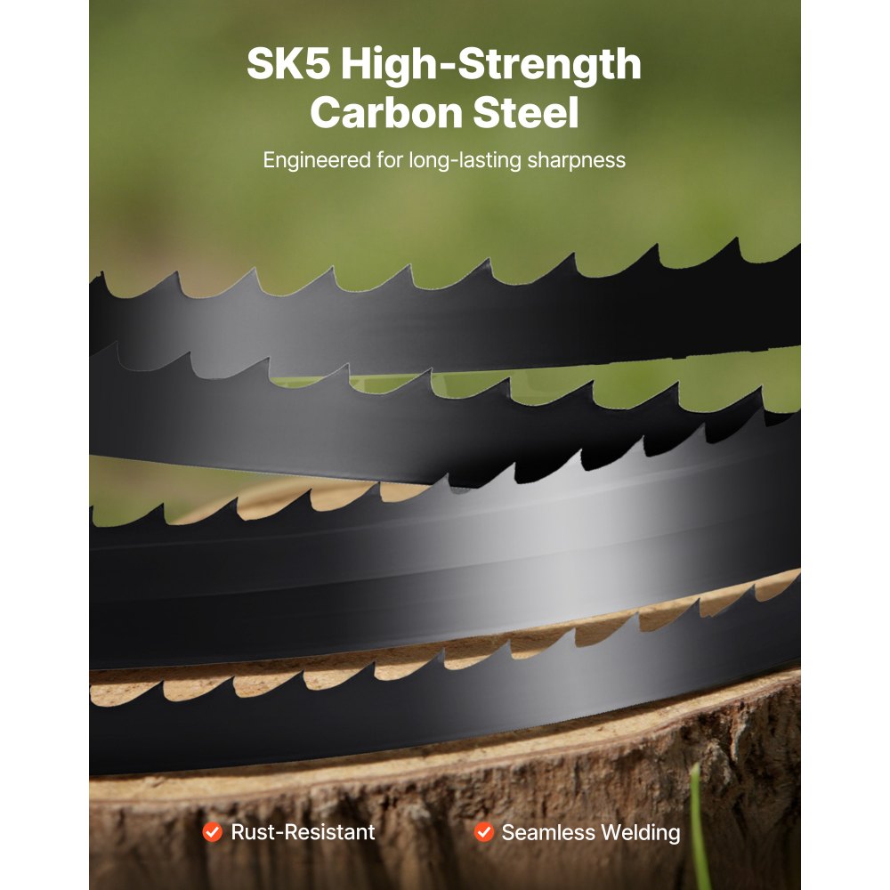 VEVOR lintzaagblad, 1511 x 6,5 x 0,35 mm, 6 TPI, met geharde, scherpe tanden (15 HRC), SK5 koolstofstaal, 6,35 mm breed, vervanging voor gangbare houtbewerkingslintzagen, 1 set