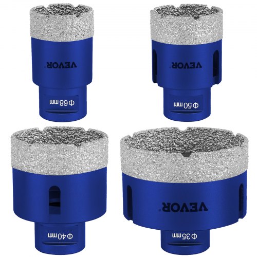 VEVOR Tegels Diamantboorset Blauwe Diamant Gecoate Gatenzagen 4 Stuks Tegel Gatenzaag Kit Gemaakt van Diamant Gebruikt voor het Boren van Harde Materialen zoals Keramiek Marmer Metselwerk Graniet enz