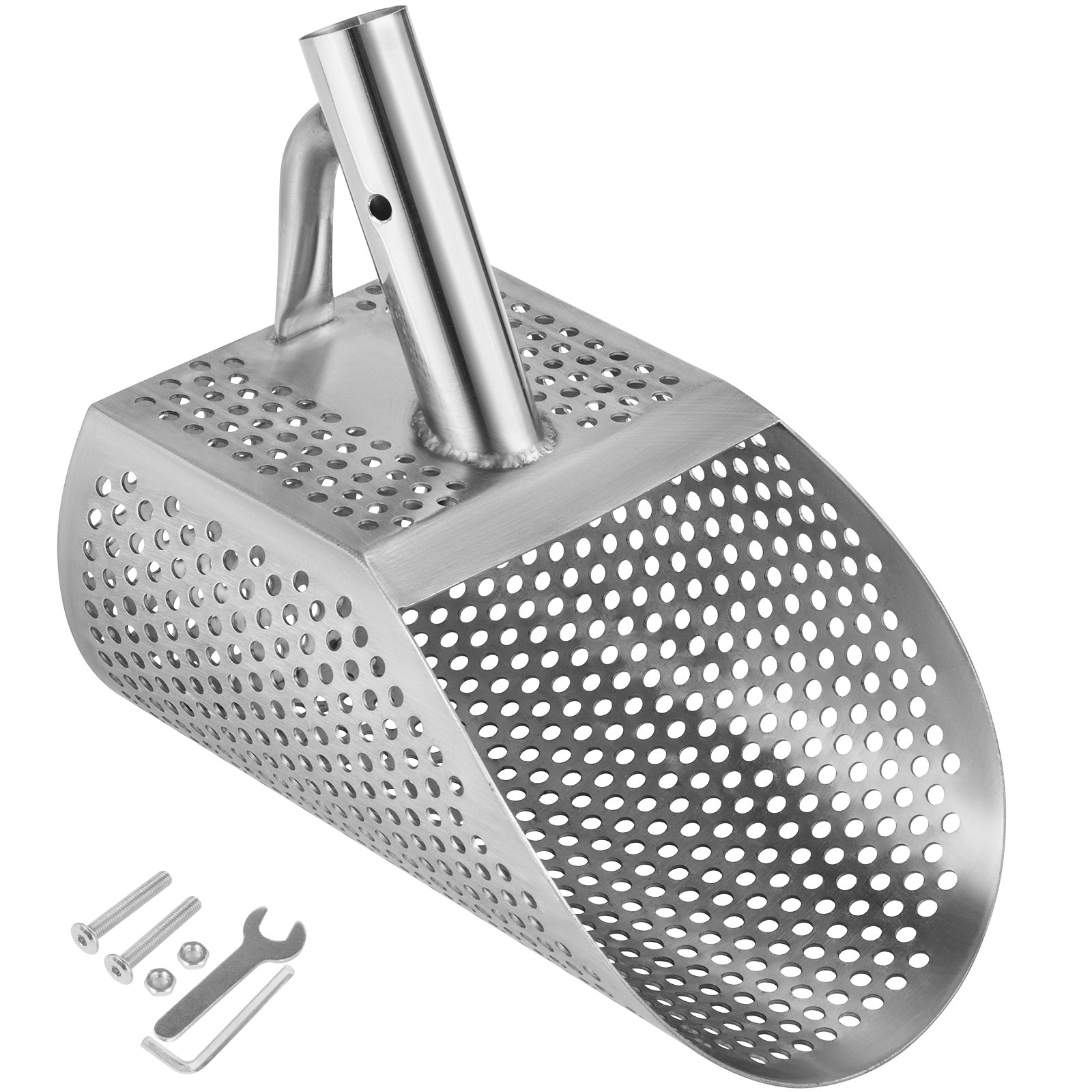 VEVOR Metaaldetector Sand Scoop 13 x 25 cm Beach Sand Scoop Metaaldetector 800 g Metaaldetector Scoop Gemaakt van 2 mm Dikte Roestvrij Staal met 10 mm Rond Gat Geschikt voor het Zoeken naar Schatten