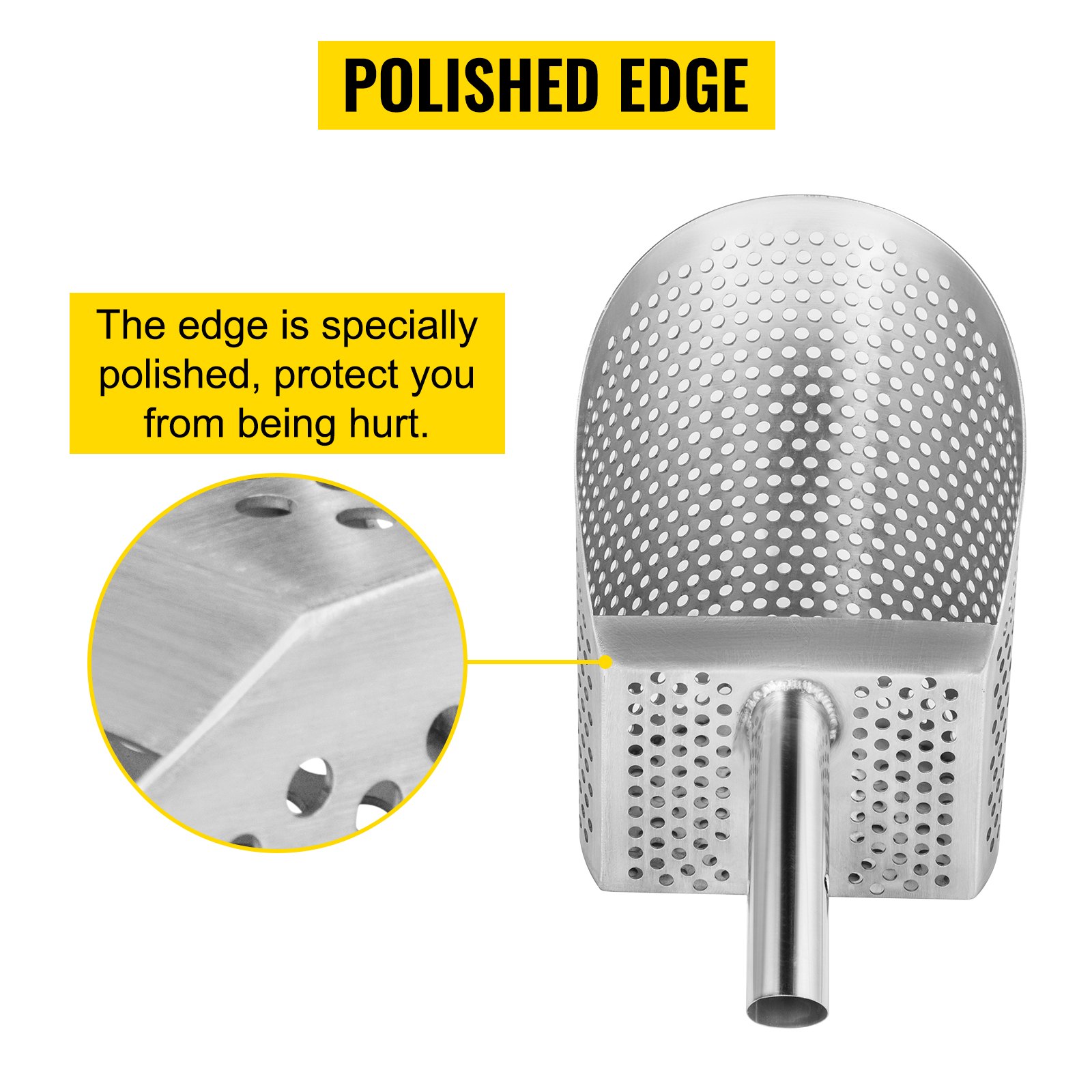 VEVOR Metaaldetector Sand Scoop 13 x 25 cm Beach Sand Scoop Metaaldetector 800 g Metaaldetector Scoop Gemaakt van 2 mm Dikte Roestvrij Staal met 10 mm Rond Gat Geschikt voor het Zoeken naar Schatten