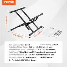 VEVOR vloerstandaard elektrische gitaar versterker frame 80kg 125-505mm in hoogte verstelbaar