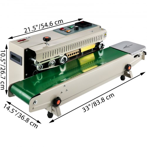 VEVOR Continue Horizontale Verzegelingsmachine FR900K Automatisch Zegelmachine Instelbaar Temperatuur 0-400 °C Sluitmachine Continuous Band Zak Sealer Voor Plastic Zakken Verzegelen Afdrukken Tellen