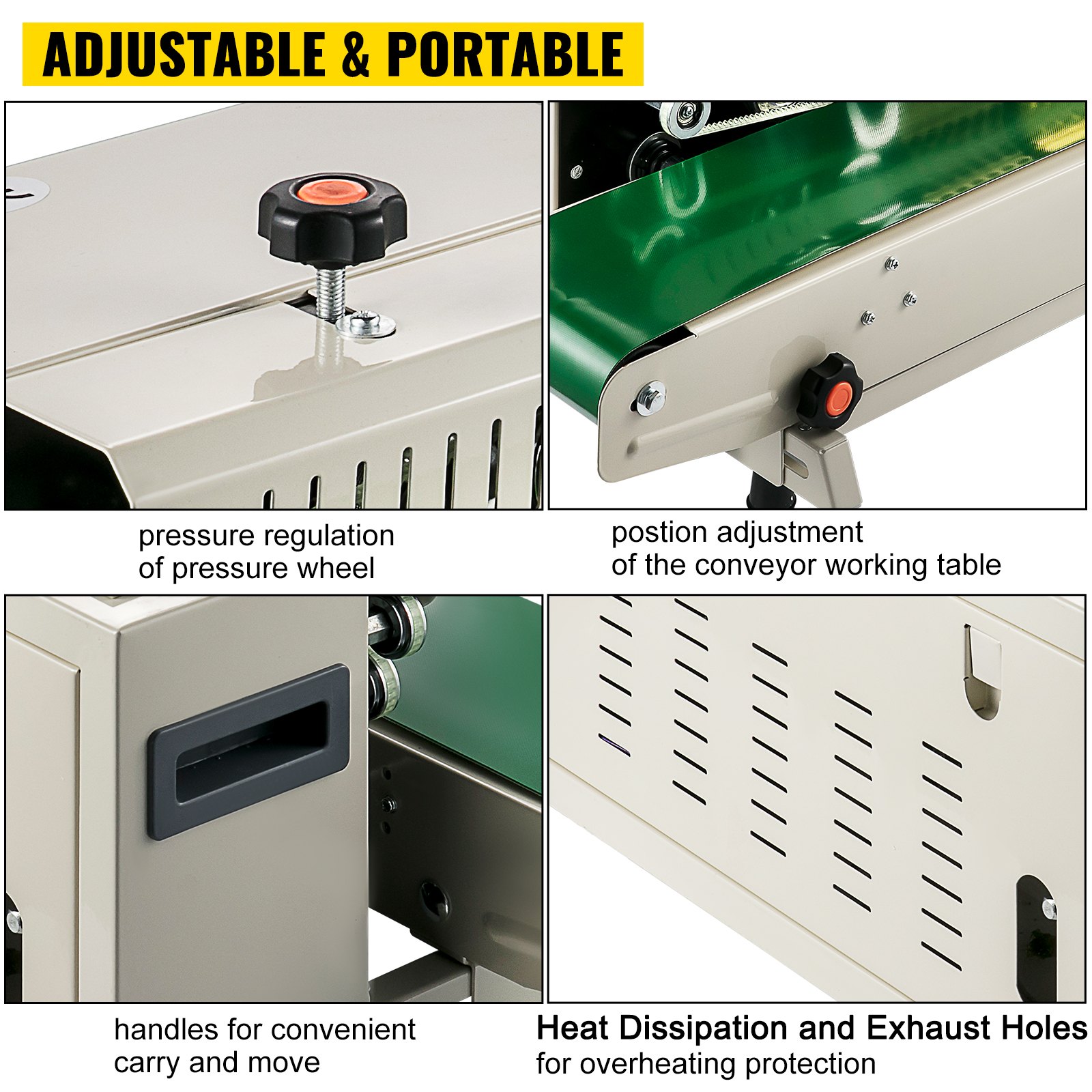 VEVOR continue sluitmachine FR900K, 6-15 mm automatische horizontale bandafdichting met digitale temperatuurregeling voor plastic zakken aluminiumfoliezakken, voedselafdichting