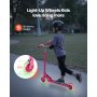 VEVOR Step (2 wielen) voor kinderen vanaf 3 jaar, stadsstep, kinderstep met lichtgevende wielen, in hoogte verstelbaar stuur, antislip deck en opvouwbaar frame, step tot 50 kg, roze