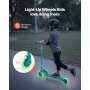 VEVOR Step (2 wielen) voor kinderen vanaf 3 jaar, stadsstep, kinderstep met lichtgevende wielen, in hoogte verstelbaar stuur, antislip deck en opvouwbaar frame, step tot 50 kg, groen