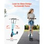 VEVOR Kick Scooter for Kids Ages 8+, Teens & Adults, 2-Wheel Toddler Scooter with Adjustable Height Handlebar, Wide Anti-Slip Deck, Foldable Lightweight for Boys & Girls up to 220 lbs, Blue + Black