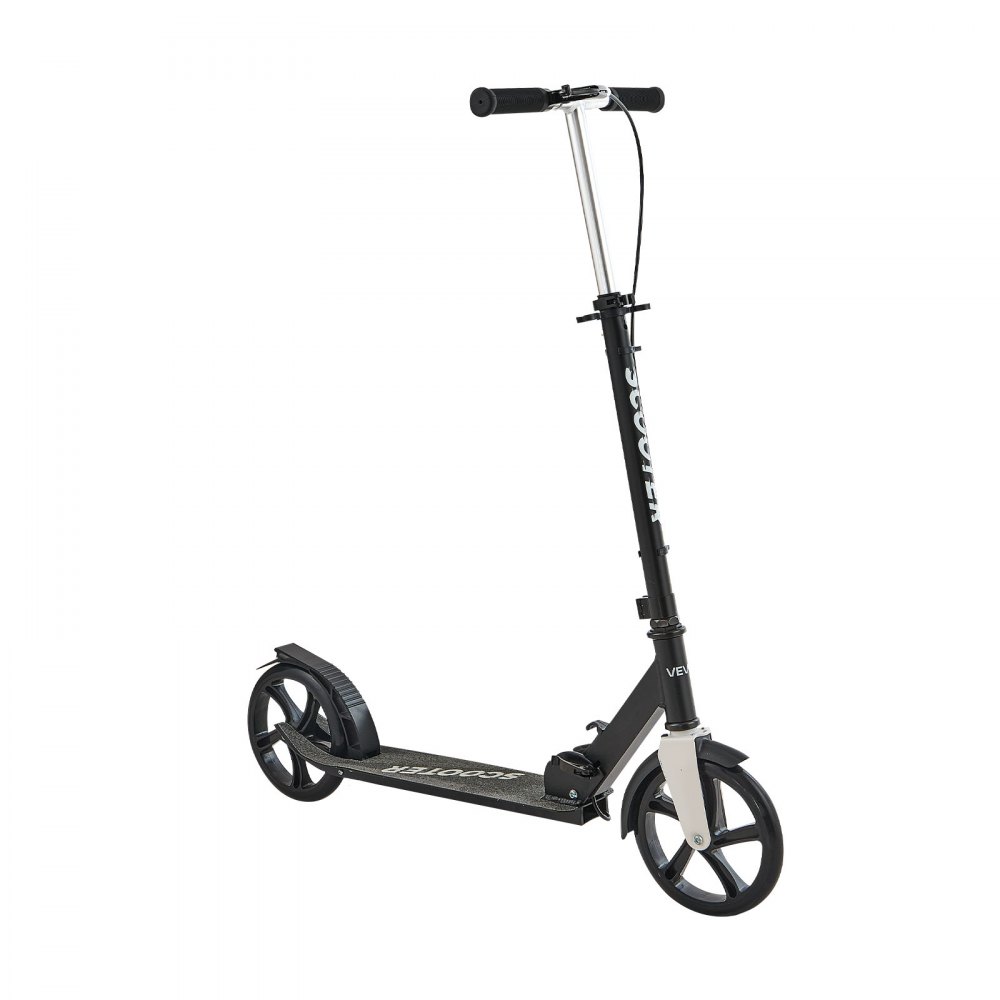 VEVOR Scooter (2 wielen) voor kinderen vanaf 8 jaar, stadsscooter, kinderscooter, straatscooter met in hoogte verstelbaar stuur, antislip deck en handrem, step tot 100 kg, zwart + zilver