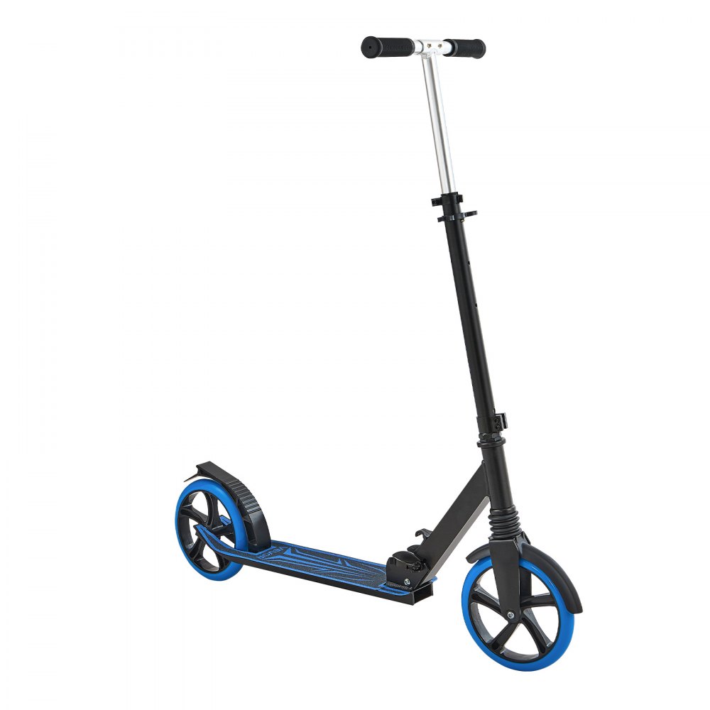 VEVOR Step (2 wielen) voor kinderen vanaf 8 jaar, stadsstep, kinderstep, straatstep met in hoogte verstelbaar stuur, antislip deck en opvouwbaar frame, step tot 100 kg, blauw