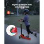 VEVOR Scooter (3 wielen) voor kinderen vanaf 3 jaar, stadsscooter voor kinderen met lichtgevende wielen, in hoogte verstelbaar stuur, antislip platform en lichtgewicht aluminium frame, step voor kinderen tot 75 kg, rood