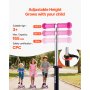 VEVOR Scooter (3 wielen) voor kinderen vanaf 3 jaar, stadsscooter voor kinderen met lichtgevende wielen, in hoogte verstelbaar stuur, antislip platform en lichtgewicht aluminium frame, step voor kinderen tot 75 kg, roze