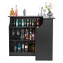 VEVOR Home Bar Unit, L-Shaped Wine Bar Cabinet Table 4-Tier with Storage Shelves,  Wine Glass Holder, 300 lbs Max Capacity, Wood Liquor Cabinet for Home, Kitchen, Living Room, Pub, Basement, Black