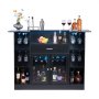 VEVOR 4-laags thuisbar, houten bar met flessenrek, wijnglazenhouder, ledverlichting, ruime opbergruimte voor woonkamer en kelder, draagvermogen tot 181,4 kg, 150 x 46 x 110 cm