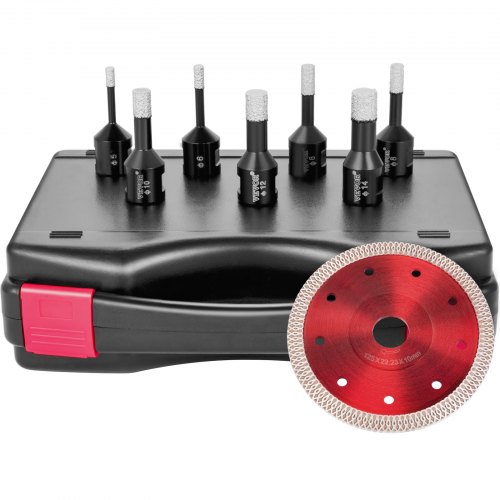VEVOR Tegels Diamantboorset 7 Stuks Diamant Gecoate Gatenzagen 60 mm Tegel Gatenzaagset Gemaakt van Diamant Gebruikt voor het Boren van Harde