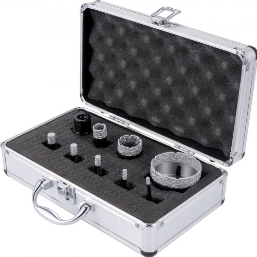 VEVOR Tegels Diamantboorset 5-68 mm Diamant Gecoate Gatenzagen, 9 Gatenzagen Tegel Gatenzaag Kit Droog/Nat Snijden voor het Boren van Harde Materialen zoals Keramiek Marmer Metselwerk Graniet enz