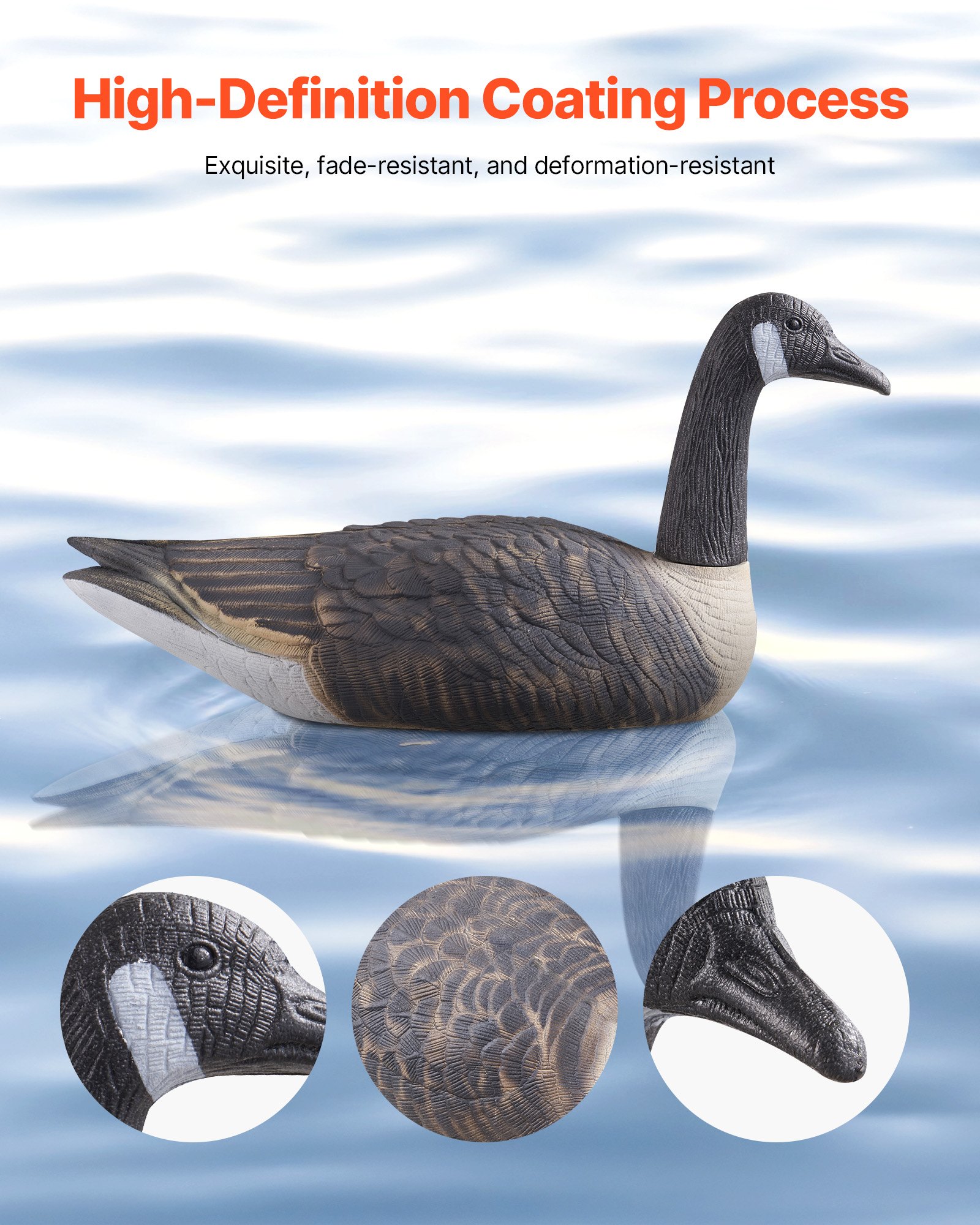 VEVOR Canada Goose Decoy (6-pack) Kunstmatige ganzen voor de jacht op watervogels in de buitenlucht, drijvende gans van plastic met ultrarealistische verflaag, voor zwembad, vijver en tuindecoratie