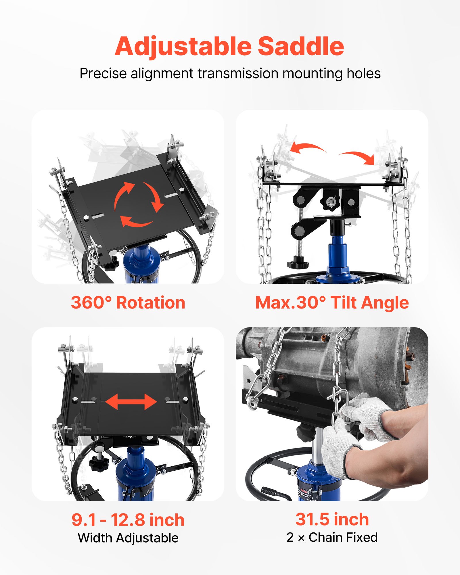 VEVOR Hydraulic Transmission Jack, 1322 lbs / 0.6 Ton Lifting Capacity Telescoping Transmission Jack with Foot Pedal, Dual Telescopic Trans, 34.6-69.3 in High Lifting Height, Garage/Shop Lift Hoist