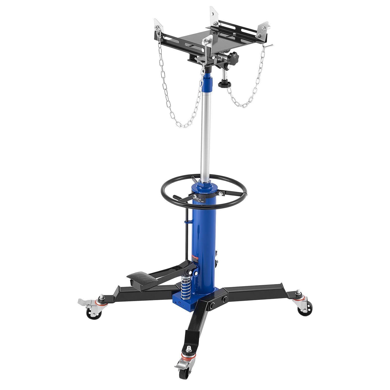 VEVOR hydraulische transmissiekrik garagekrik met 750 kg hefvermogen, telescopische transmissiekrik met pedaal en 360° draaiwiel, 88-176 cm hoge hefhoogte, takel voor garage/werkplaats blauw + zwart