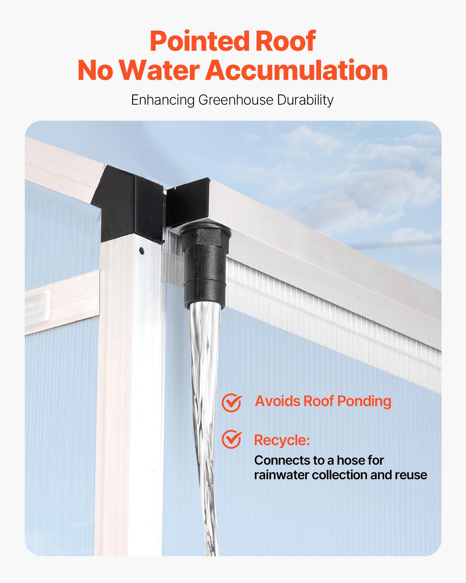 VEVOR Polycarbonate Greenhouse, 6 x 4 Ft, Outdoor Greenhouse with Adjustable Vent Windows, Pavilion Styled Greenhouse with Sliding Door, Aluminum Large Walk-in Greenhouse Kit for Garden Backyard