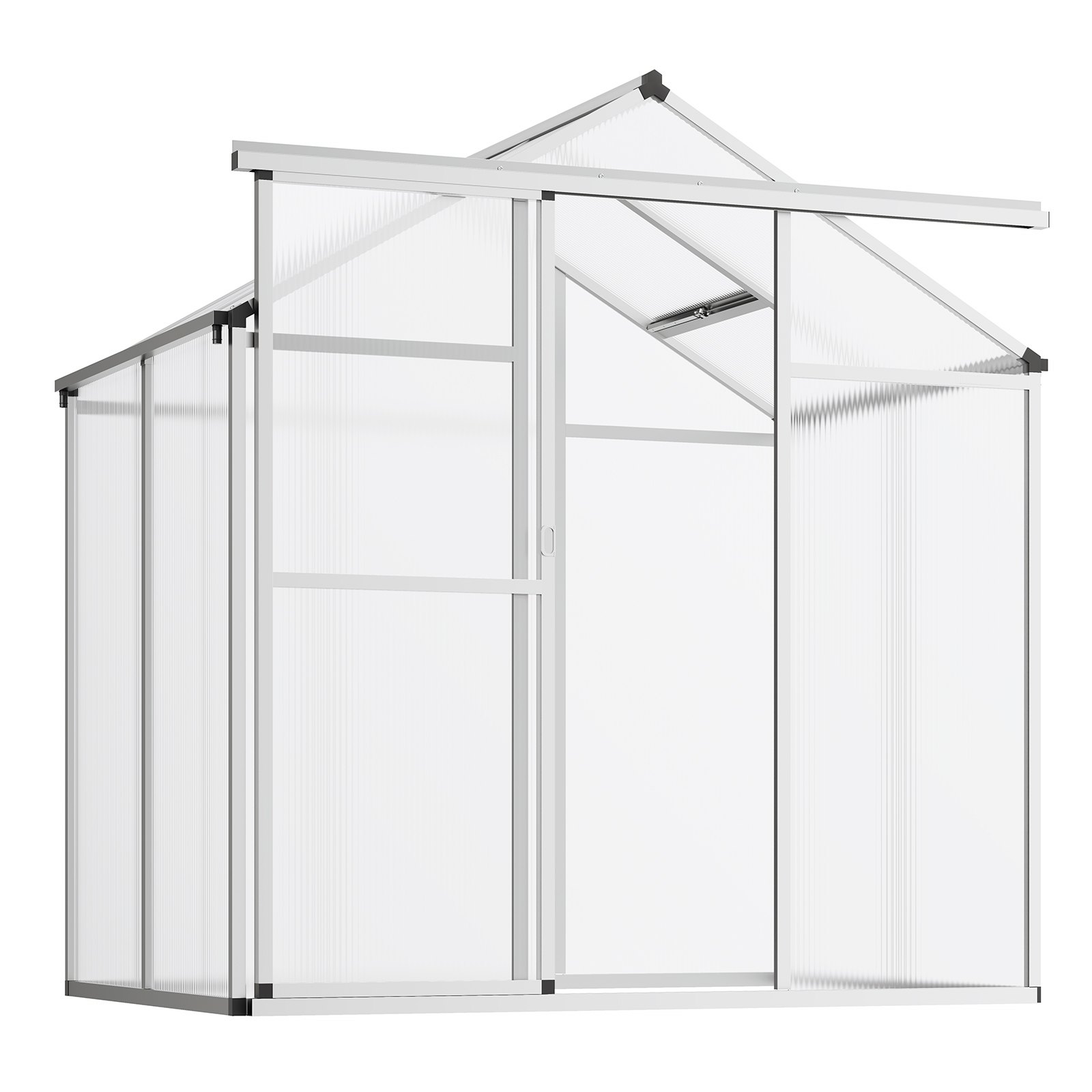 VEVOR Polycarbonate Greenhouse, 6 x 4 Ft, Outdoor Greenhouse with Adjustable Vent Windows, Pavilion Styled Greenhouse with Sliding Door, Aluminum Large Walk-in Greenhouse Kit for Garden Backyard